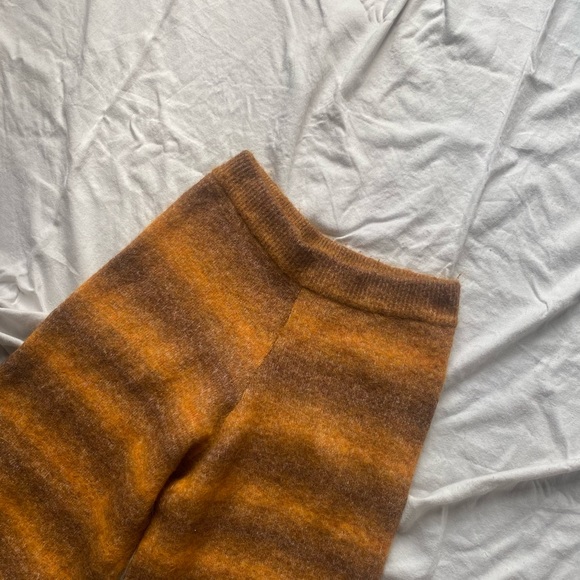 zara fuzzy orange striped pants high waisted - Picture 2 of 5